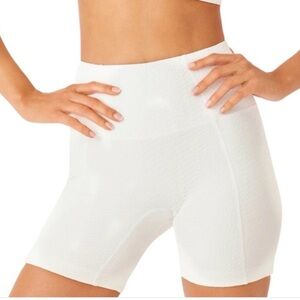 Gigi C “Mila” High-Waisted Biker Shorts in White